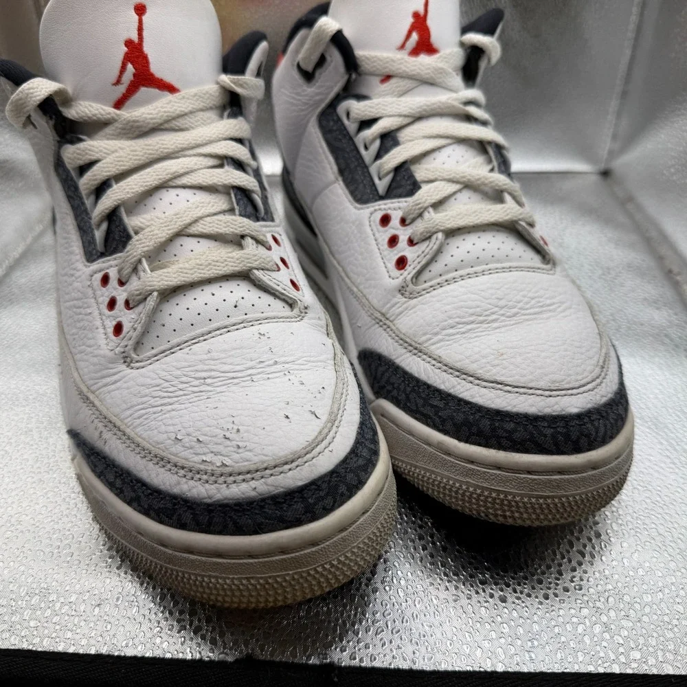 Size‎ 9.5 Jordan 3 Retro Denim SE Fire Red White Black Mens Sneakers CZ6431-100